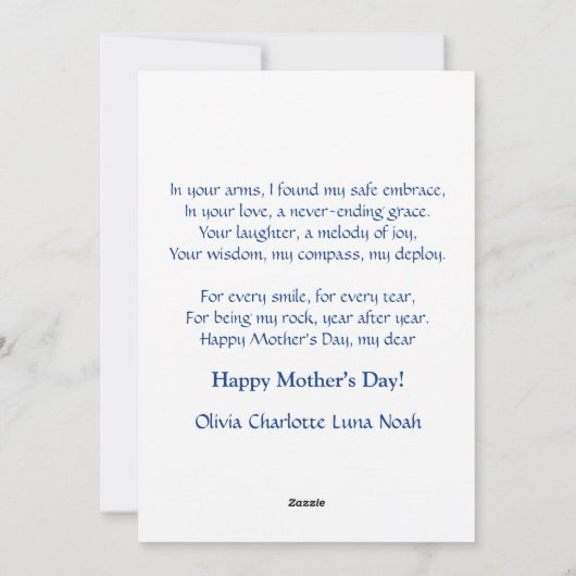 Schattigee moeder en Kind onder een maanverlichte  Feestdagenkaart (Achterkant)