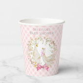 Schattigee moeder en kleine gans gingham Baby show Papieren Bekers (Achterkant)