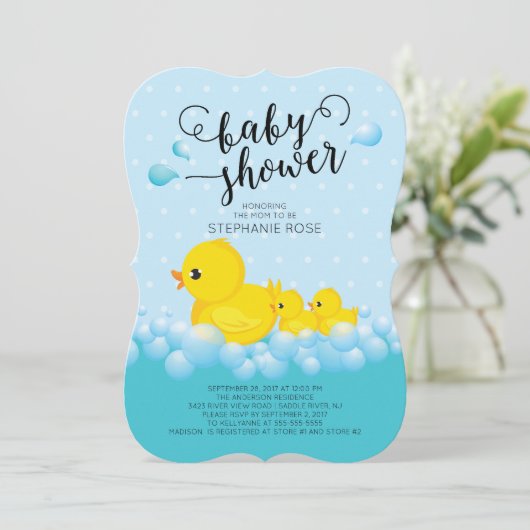 Schattigee Moeder en Twin Ducks Baby shower Uitnod Kaart (Staand voorkant)