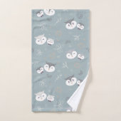 Schattigee moeder en zoon uil patroon blauw-grijs bad handdoek (Handdoek)