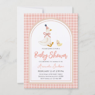 Schattigee Moeder Gans & Gosling Roze Baby shower Kaart