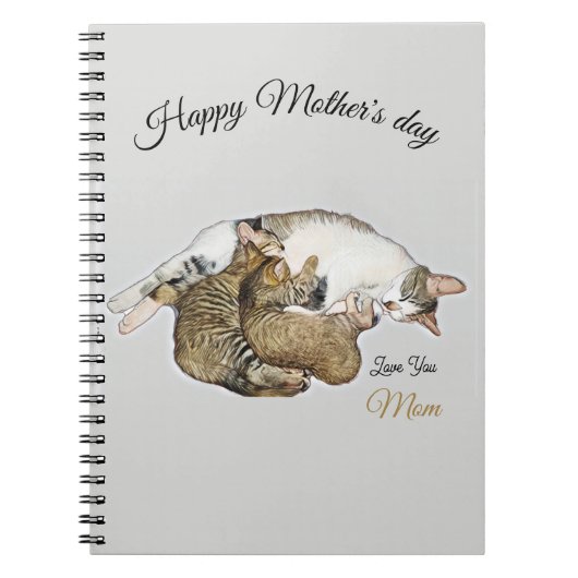 Schattigee Moeder kat en kittens aangepaste notiti Notitieboek (Voorkant)