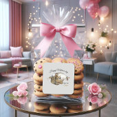 Schattigee Moeder kat en kittens aangepaste Vierka Vierkante Sticker