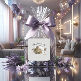 Schattigee Moeder kat en kittens aangepaste Vierka Vierkante Sticker