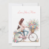 Schattigee Moeder Kind Fietsfiets Waterverf Moeder Feestdagenkaart (Voorkant)