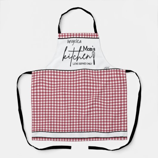 Schattigee moeder liefde Boerderij rood wit Buffal Schort (Voorkant)