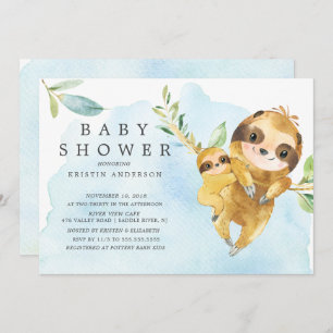 Schattigee Moeder met Baby Sloth Baby shower Kaart