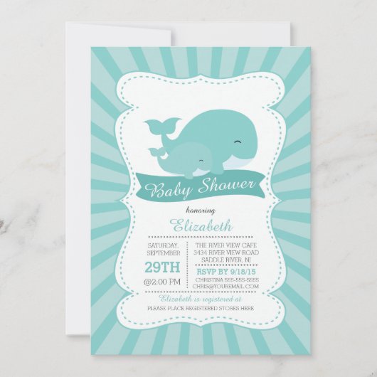 Schattigee Moeder met Baby Whale Boys Baby shower Kaart (Voorkant)