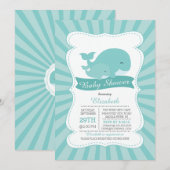 Schattigee Moeder met Baby Whale Boys Baby shower Kaart (Voorkant / Achterkant)