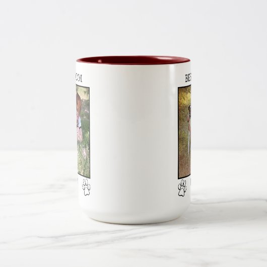 Schattigee moeder of vader huisdier ouders tweekleurige koffiemok (Center)