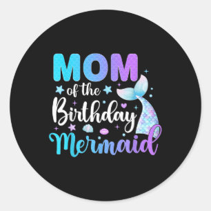 Schattigee moeder van de verjaardag zeemeermin fam ronde sticker