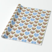 Schattigee Moederdag 6 Foto Mama Love Hearts Blue Cadeaupapier (Uitgerold)