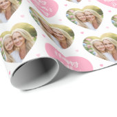 Schattigee Moederdag 6 Foto Mama Love Hearts Pink Cadeaupapier (Rol Hoek)