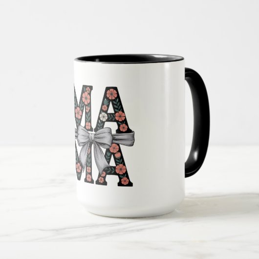 Schattigee Moederdag Gift- Bloemen MAMA Bow Mok (Voorkant rechts)