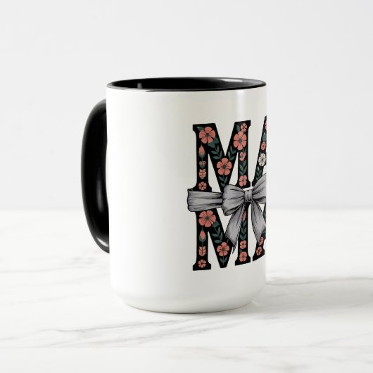 Schattigee Moederdag Gift- Bloemen MAMA Bow Mok (Voorkant links)