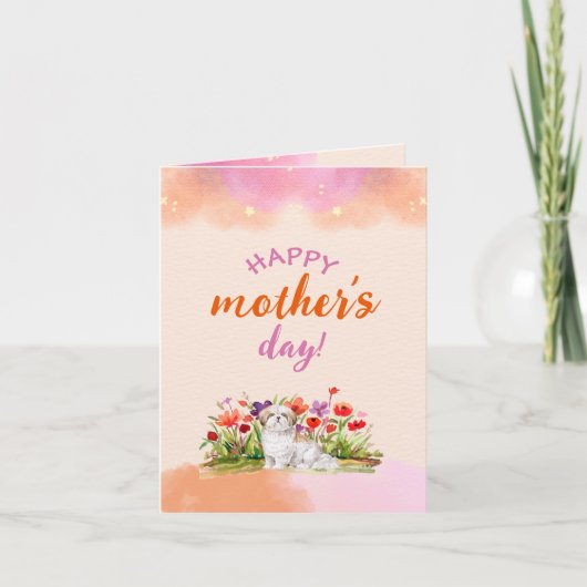 Schattigee Moederdag Kaart van Dog Shih Tzu (Voorkant)