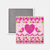 Schattigee Moederdag Magneet met vogeltjes, hartje (Voorkant / Achterkant)