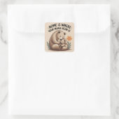 Schattigee Moederdag Mama Beer Vierkante Sticker (Tas)