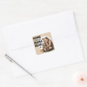 Schattigee Moederdag Mama Beer Vierkante Sticker (Envelop)