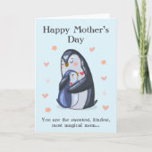 Schattigee Moederdag Schattige Mama en Baby Pinguï Bedankkaart (Voorkant)