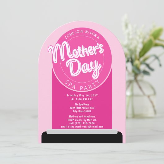 Schattigee Moederdag Spa Party Roze Lipstick Kaart (Staand voorkant)