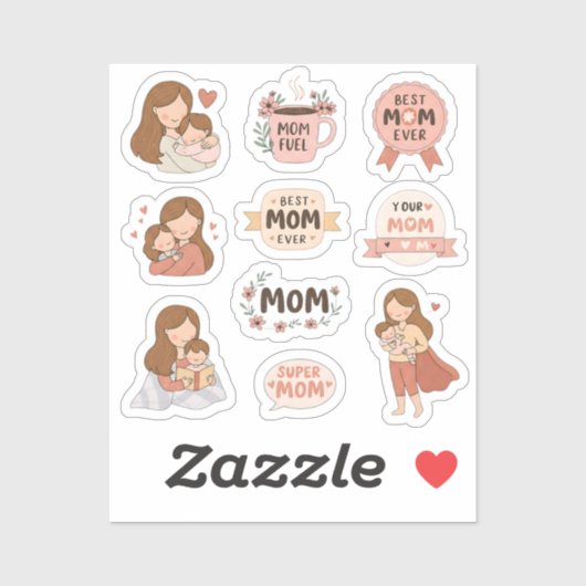 Schattigee Moederdag-Stickers | Beste moeder ooit  Sticker (Vel)