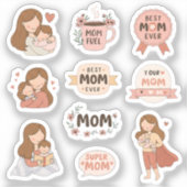 Schattigee Moederdag-Stickers | Beste moeder ooit  Sticker (Voorkant)