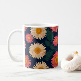 Schattigee Mok met Daisy Pattern op een diepblauw