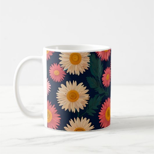 Schattigee Mok met Daisy Pattern op een diepblauw (Links)