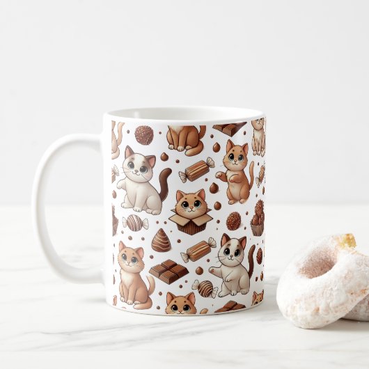 Schattigee Mok voor katten en chocolade (Met donut)