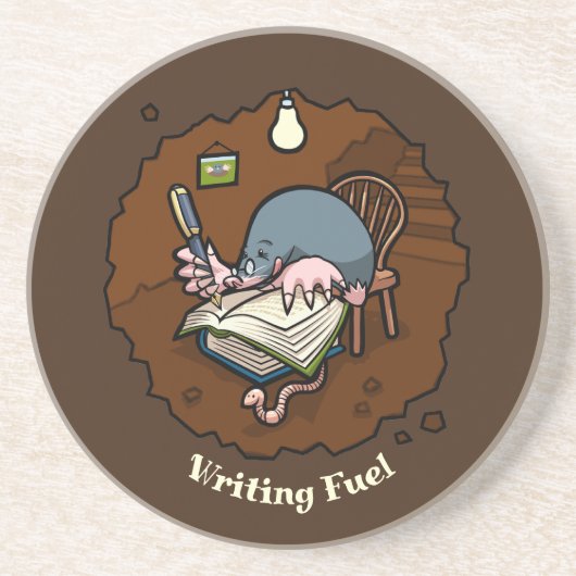 Schattigee mol schrijven brandstofmol in zijn Cart Zandsteen Onderzetter (Voorkant)