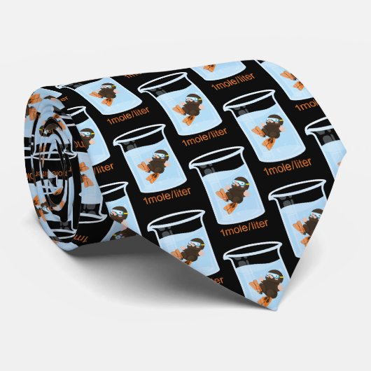 Schattigee mol zwemt in bekerglas Avogadro's Mole Stropdas (Opgerold)