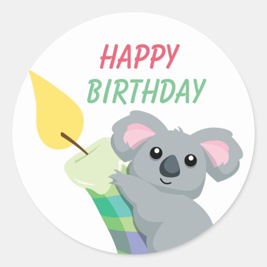 Schattigee mollige cartoon Koala illustratieverjaa Ronde Sticker (Voorkant)