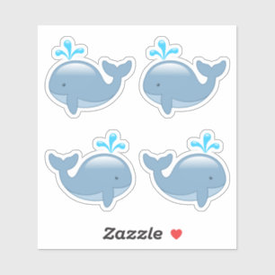 Schattigee mollige Cartoon walvis, Set van 4 Sticker