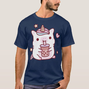 Schattigee mollige eenhoorn liefde Boba Milk Tea T-shirt