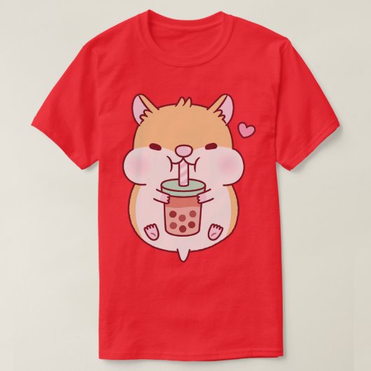 Schattigee mollige hamster houdt van bubbelthee t-shirt (Design voorkant)