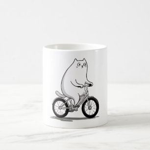 Schattigee mollige kat die op een Cartoon fietst Koffiemok