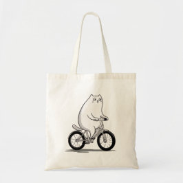Schattigee mollige kat die op een Cartoon fietst Tote Bag