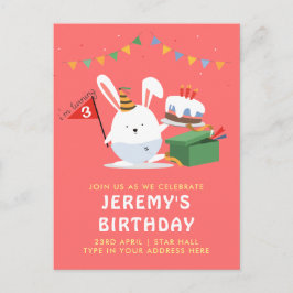 Schattigee mollige Little Bunny met taart verjaard Uitnodiging Briefkaart