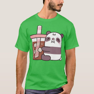 Schattigee mollige panda Beer knuffelen ijskoffie T-shirt