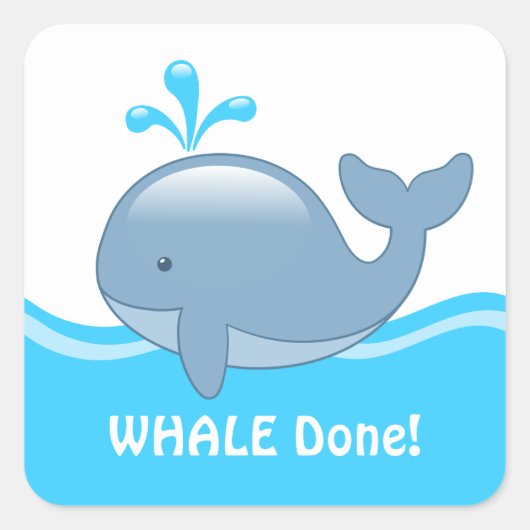 Schattigee mollige walvis - WALVIS (Goed) Gedaan Vierkante Sticker (Voorkant)
