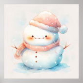 Schattigee mollige Waterverf Snowman Poster (Voorkant)