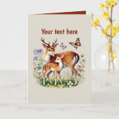 Schattigee Mom baby herten aanpasbaar Kaart (Gele Bloem)