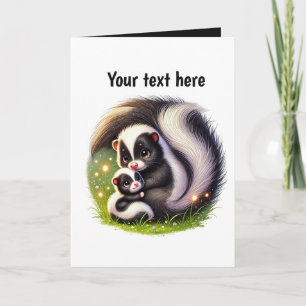Schattigee Mom baby skunk aanpasbaar baby shower Kaart