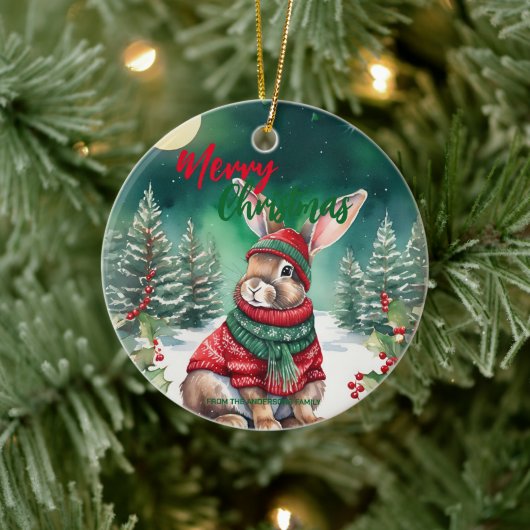 Schattigee MOM bunny konijn kerstman Vakantienaam Keramisch Ornament (Boom)