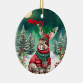 Schattigee MOM bunny konijn kerstman Vakantienaam Keramisch Ornament (Rechts)