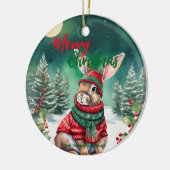 Schattigee MOM bunny konijn kerstman Vakantienaam Keramisch Ornament (Links)