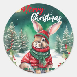 Schattigee MOM bunny konijn kerstman Vakantienaam Ronde Sticker