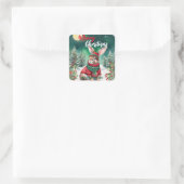 Schattigee MOM bunny konijn kerstman Vakantienaam Vierkante Sticker (Tas)
