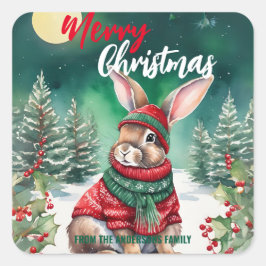 Schattigee MOM bunny konijn kerstman Vakantienaam Vierkante Sticker